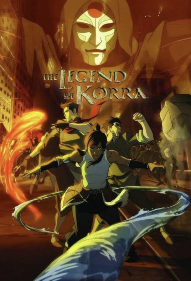 Avatar Korra posing with her friends, Mako and Bolin 