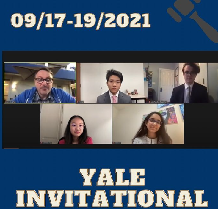Juniors Aditi Iyer and Caroline Hsu at the virtual award ceremony for Yale Invitational. 