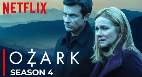 Show poster for the fourth season of Ozark, picturing its main characters. 