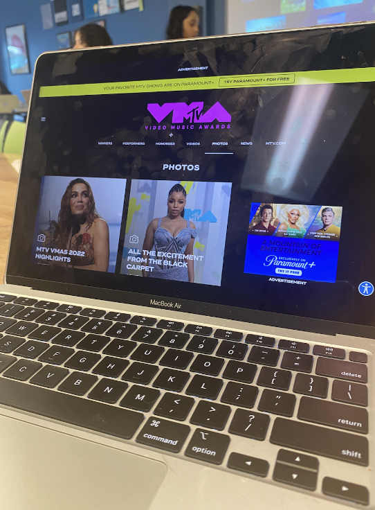A photo of the VMA website on a student’s computer