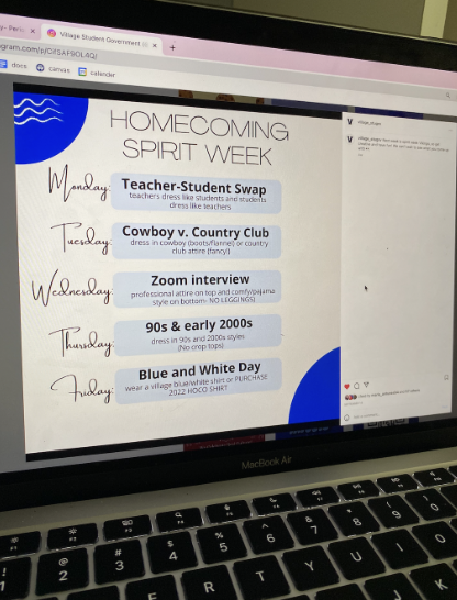 Village student government instagram post on spirit week