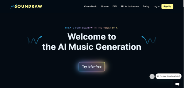 AI Music Generator website Soundraw