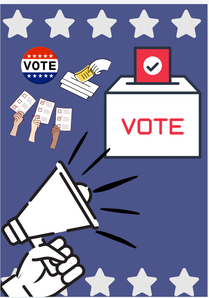 Your vote is your voice! Voting infographic with cartoon graphics