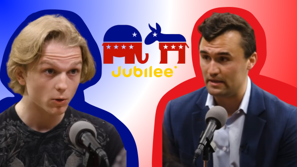 Political Graphic Depicting Dean Withers and Charlie Kirk 
