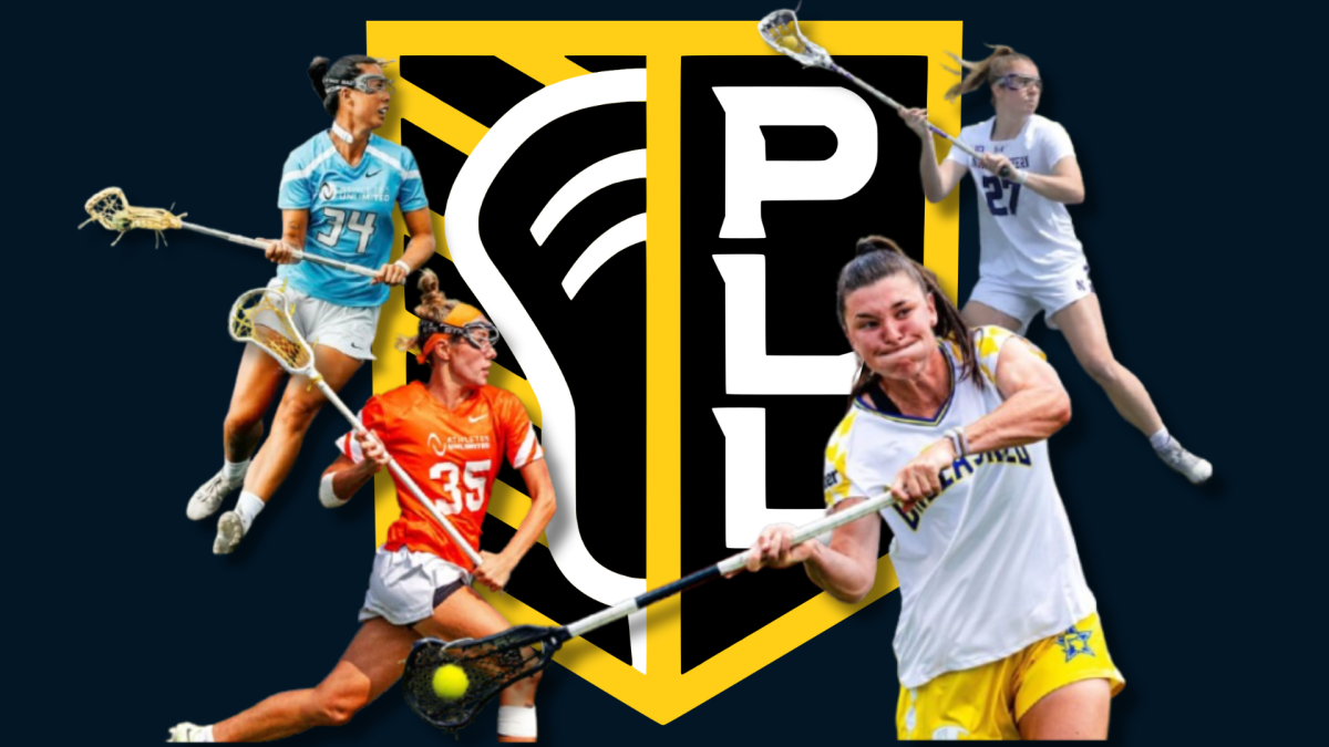 Graphic depicting Charlotte North, Alex Austholman, Lizzie Colton, and Izzy Scane and PLL logo.