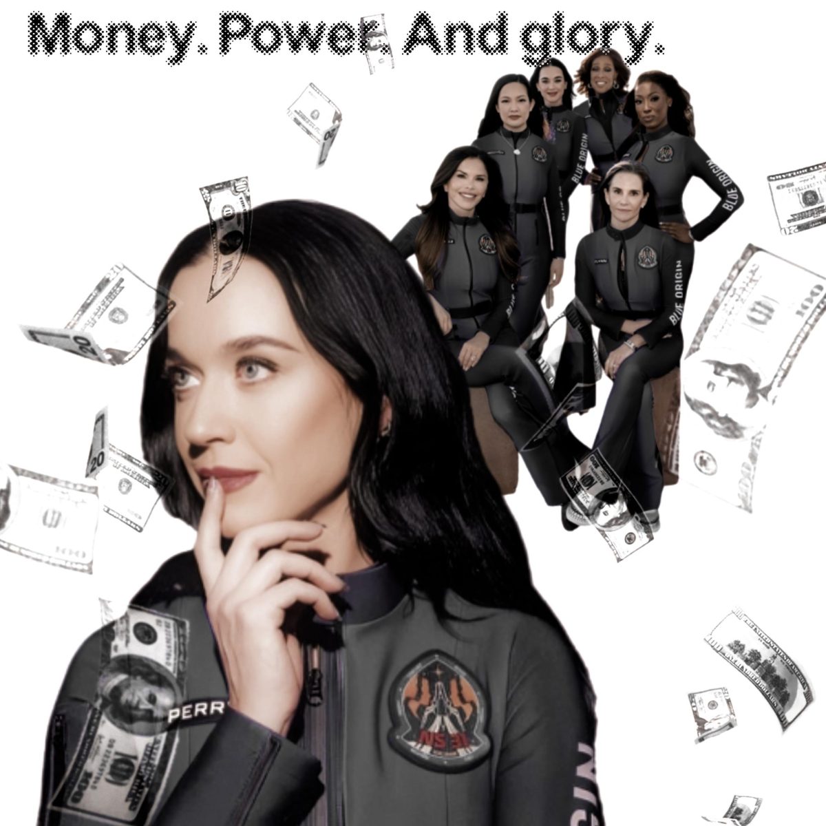Graphic of Katy Perry with the all woman crew. Made by Gabi Saiz.