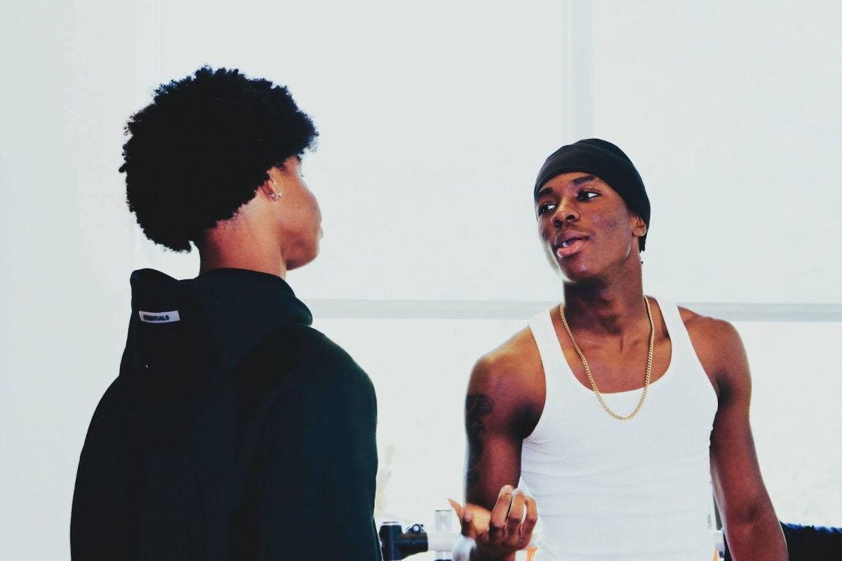 LEADERS IN ACTION Najeeb Sulaiman (10) and Draylen Henry (10)
 discuss new ideas to promote and plan upcoming BSU events.